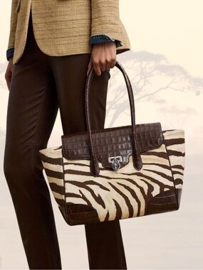 Ralph Lauren Trendy Zebra Print Extra Large Statement office work travel Bag